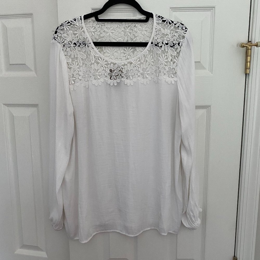 Anthropologie White lace top